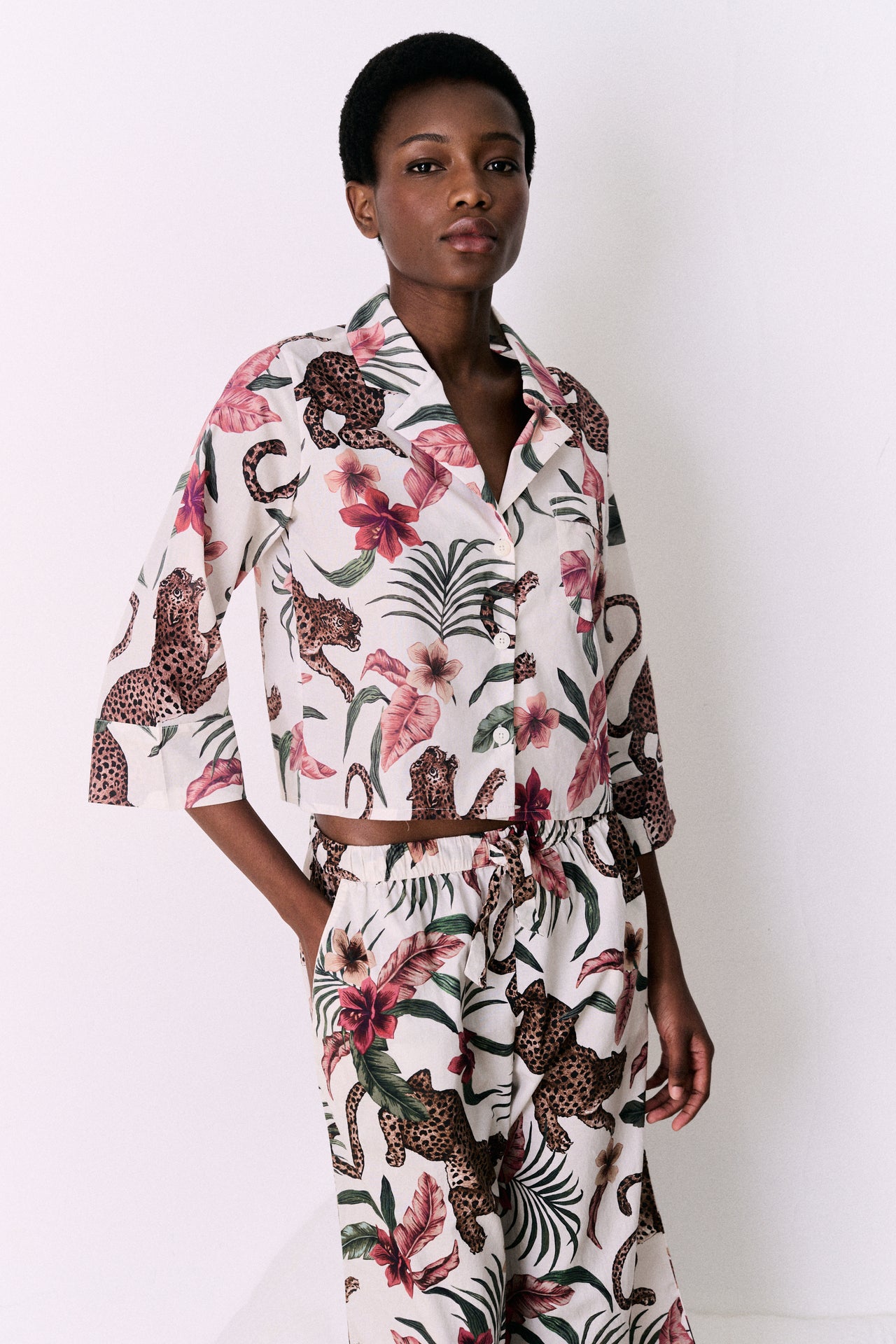 Women's Boxy Shirt Soleia Print Cream
