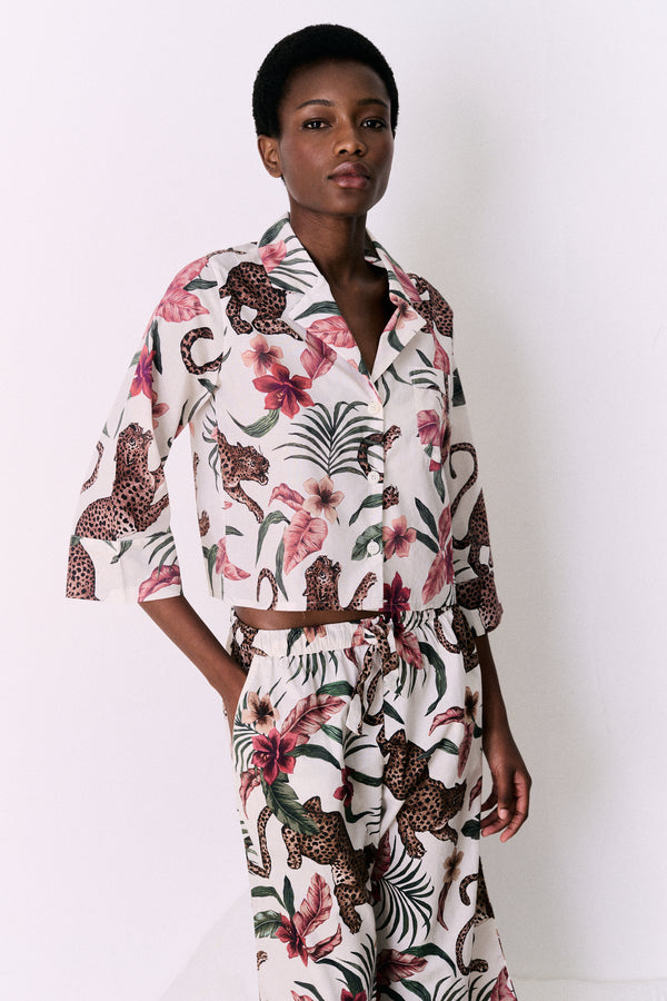 Women's Boxy Shirt Soleia Print Cream