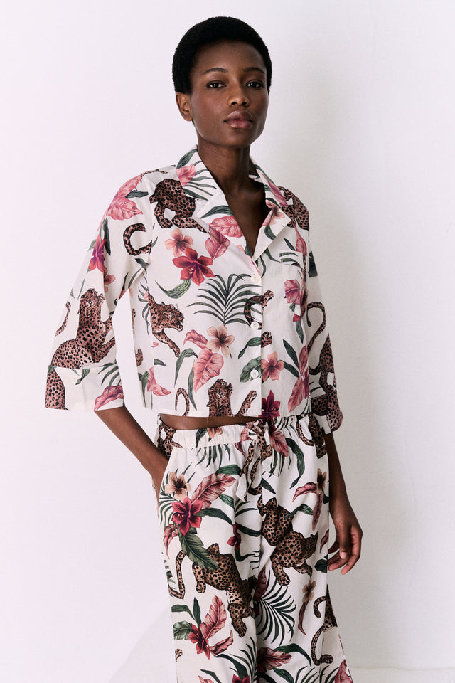 Women's Boxy Shirt Soleia Print Cream