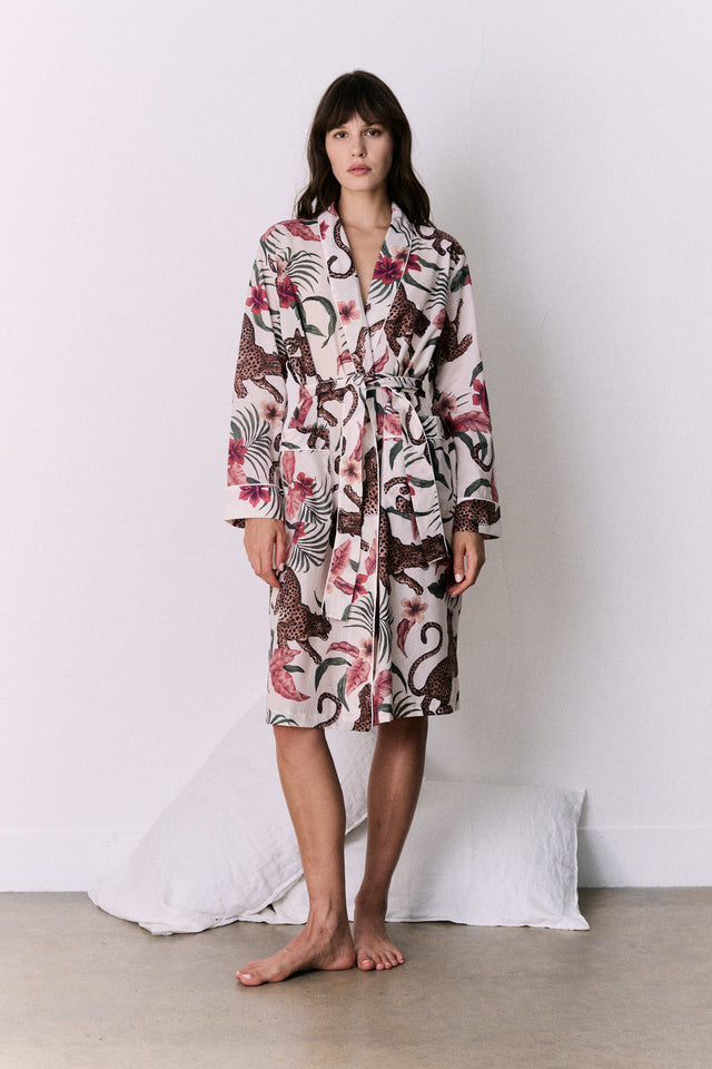 Women's Robe Soleia Print Cream