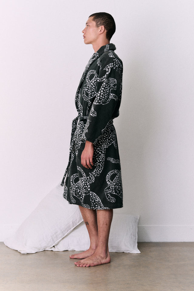 Unisex Towel Robe Jag Print Green