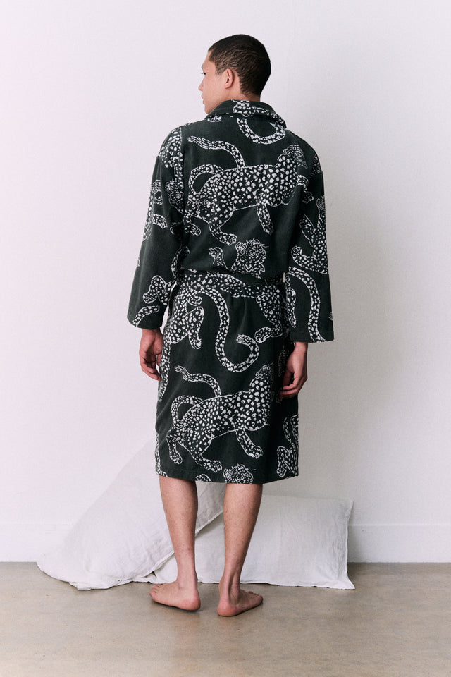 Unisex Towel Robe Jag Print Green