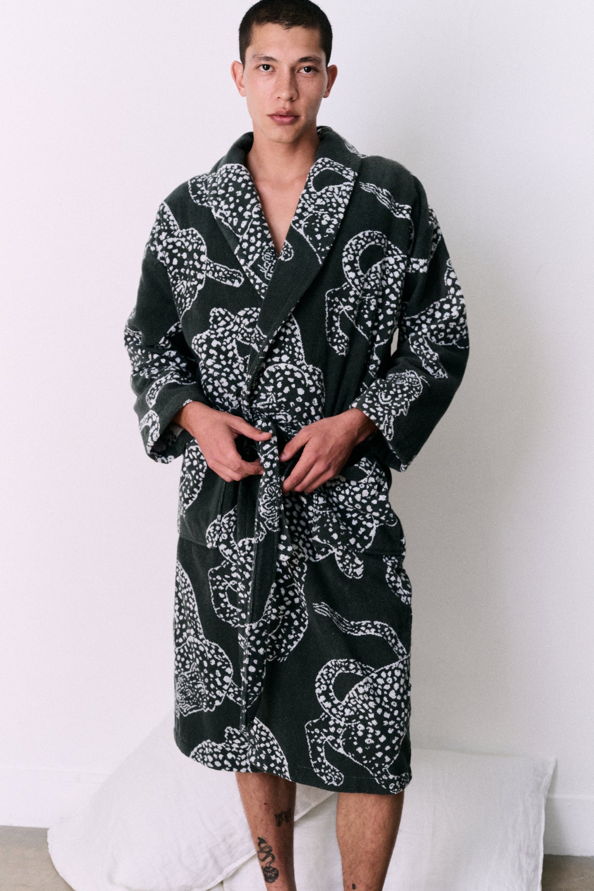 Unisex Towel Robe Jag Print Green