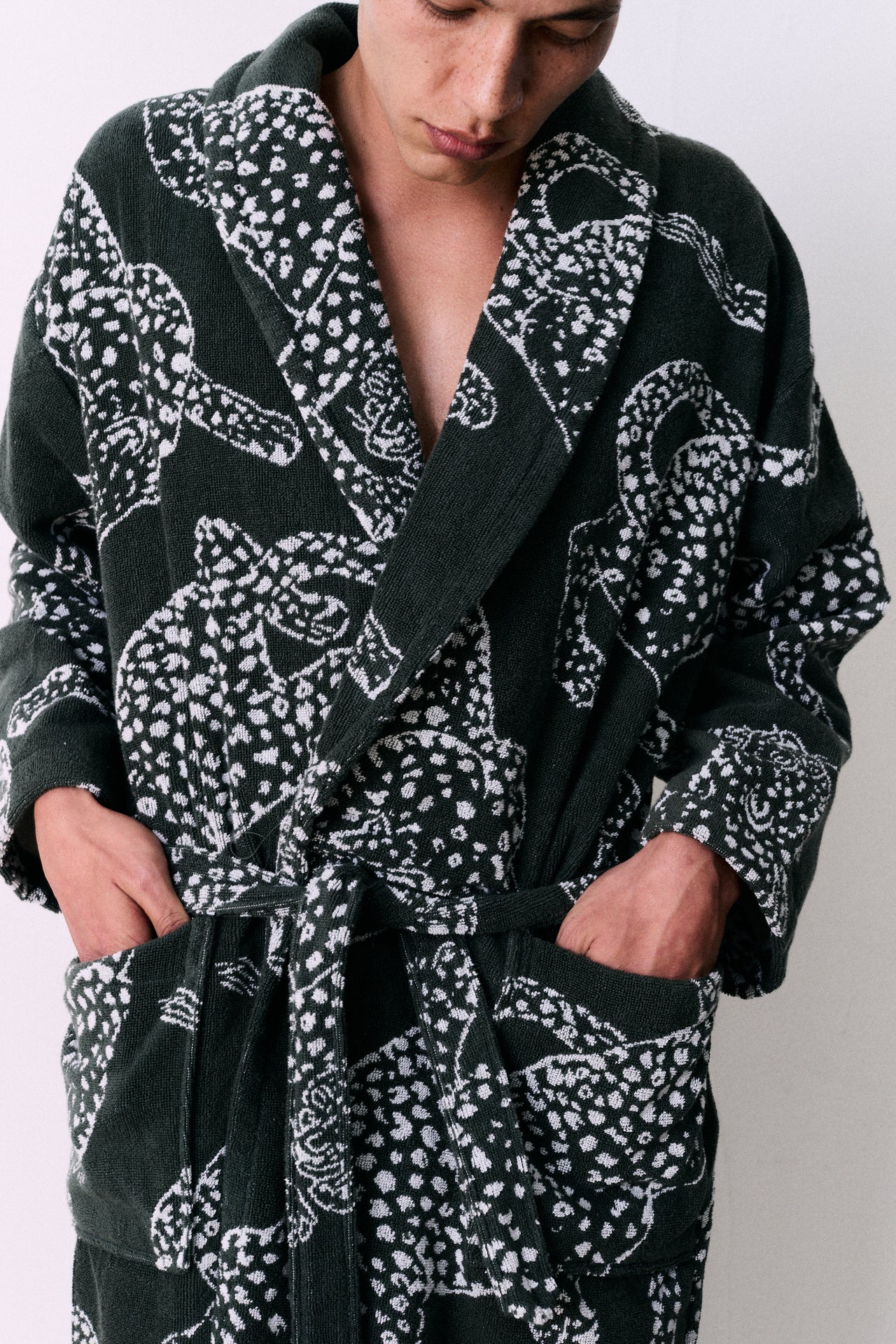 Unisex Towel Robe Jag Print Green