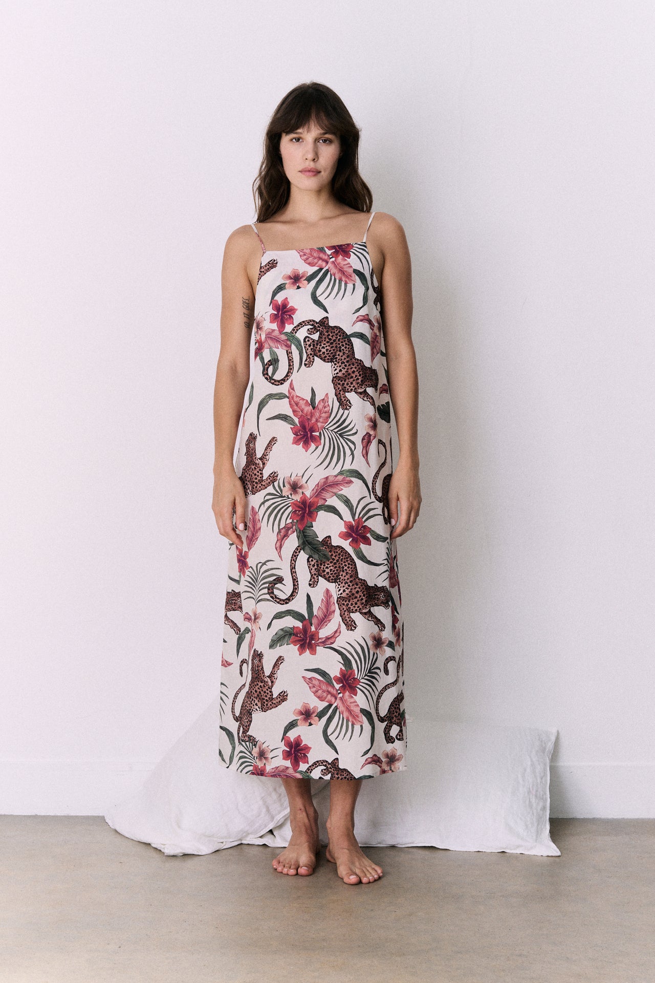 Square Nightie Soleia Leopard Print Cream
