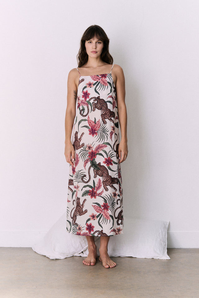 Square Nightie Soleia Leopard Print Cream