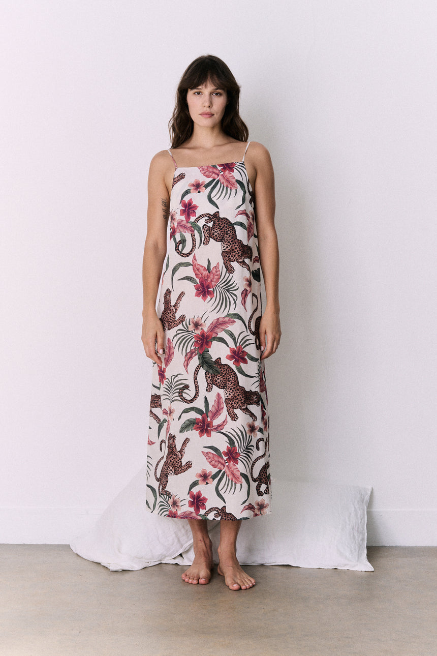Square Nightie Soleia Leopard Print Cream