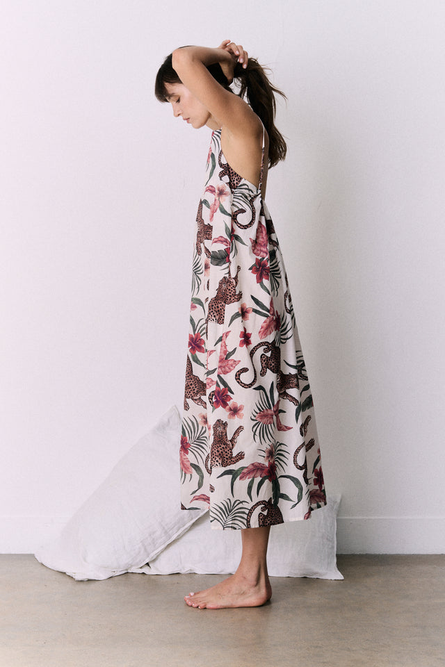 Square Nightie Soleia Leopard Print Cream