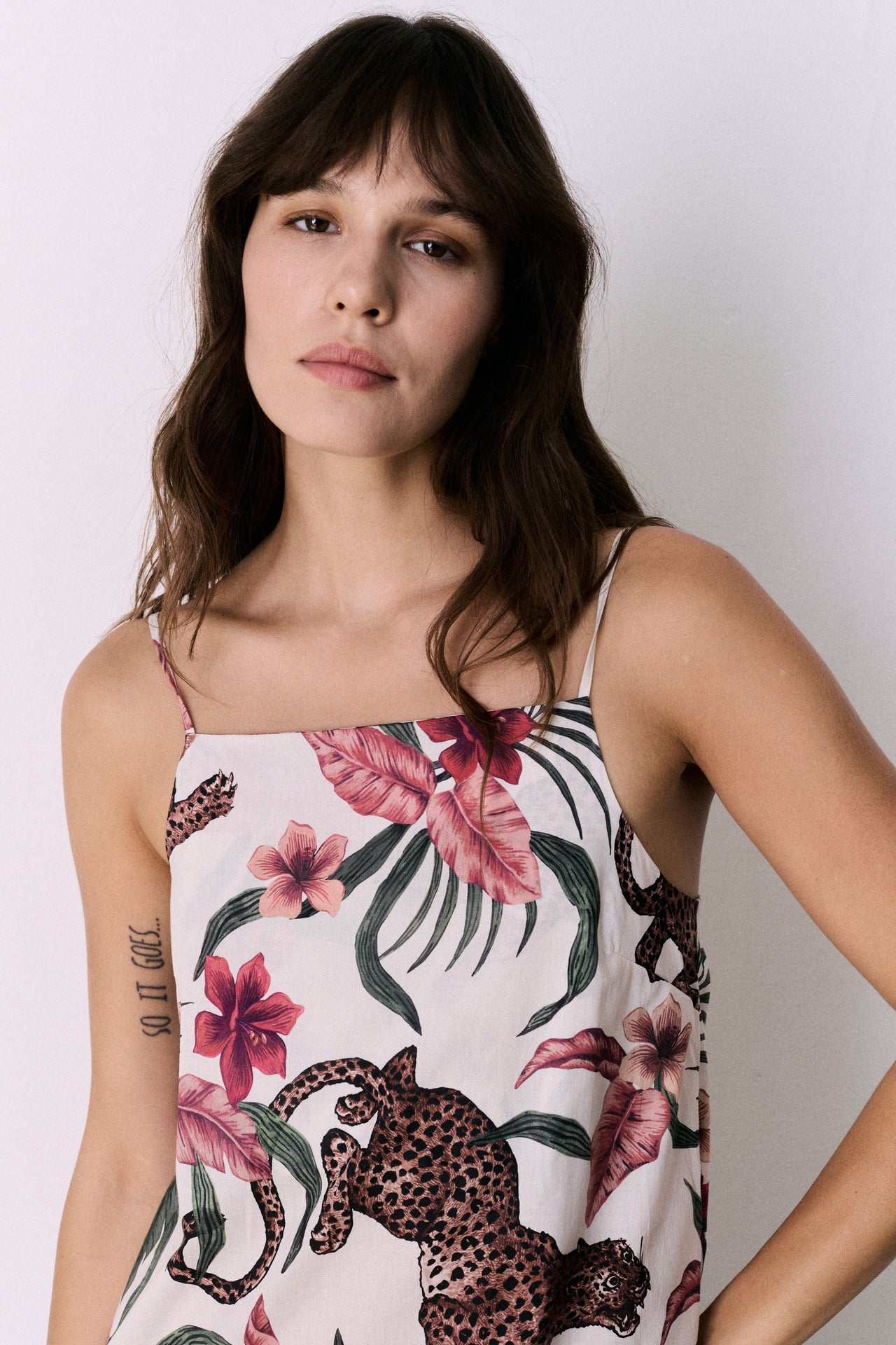 Square Nightie Soleia Leopard Print Cream