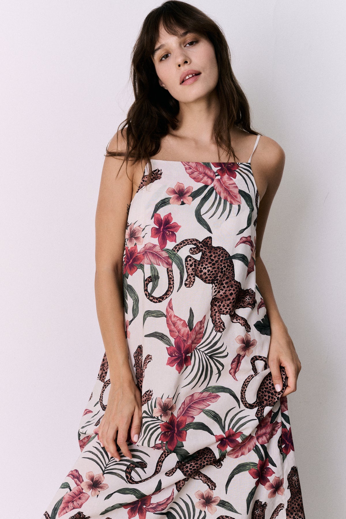 Square Nightie Soleia Leopard Print Cream