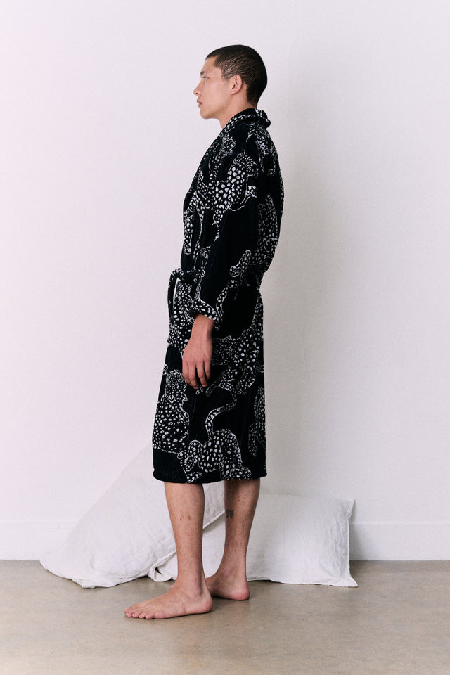 Unisex Towel Robe Jag Print Black