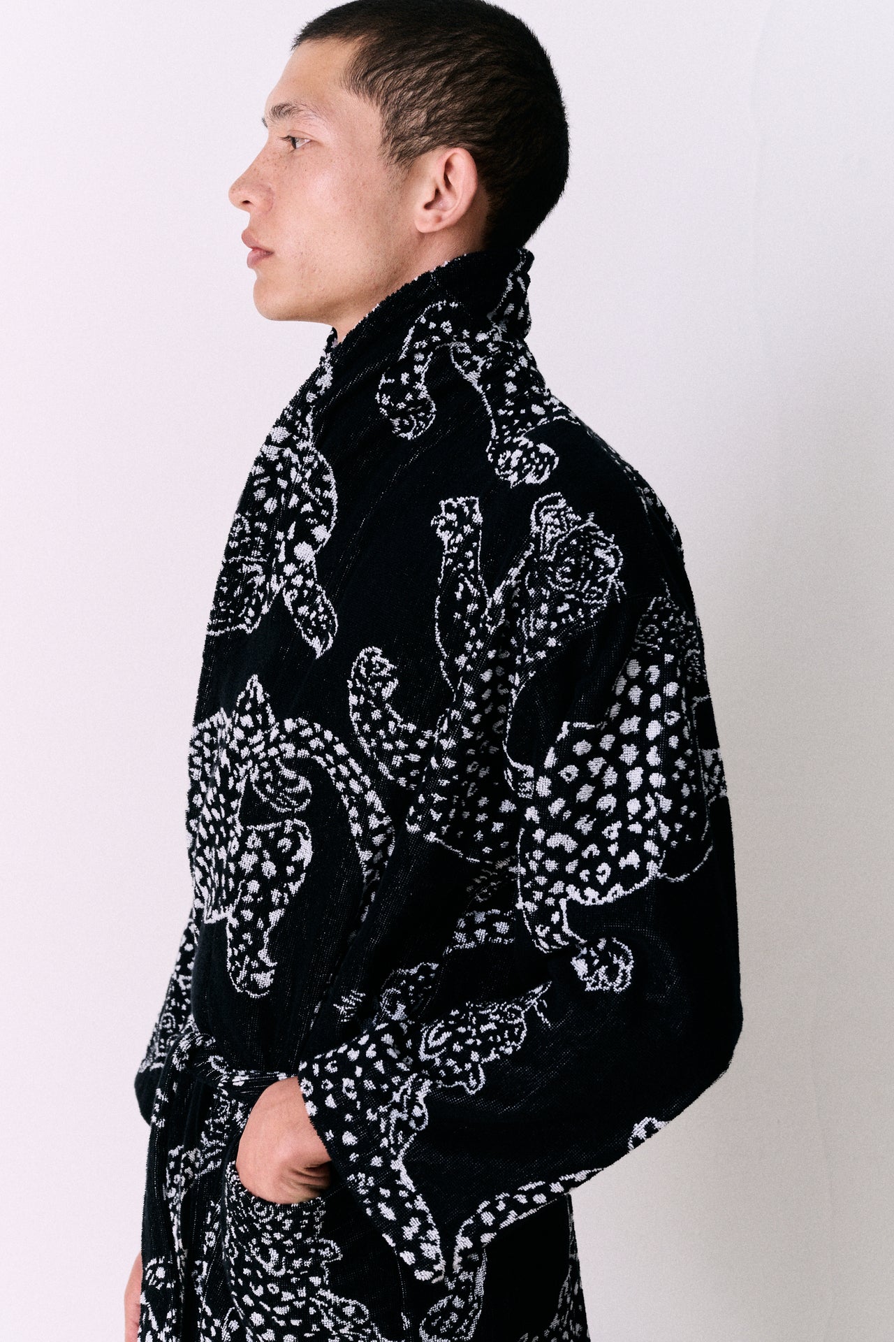 Unisex Towel Robe Jag Print Black