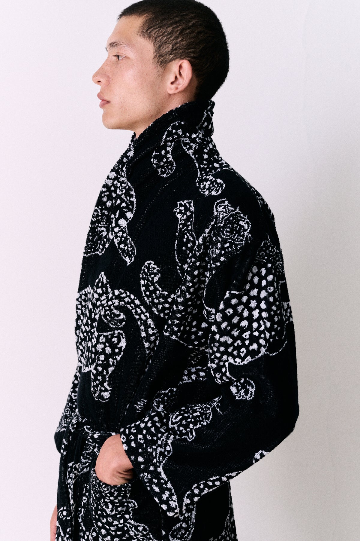 Unisex Towel Robe Jag Print Black