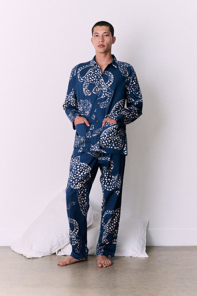 Men’s Pocket Pyjama Set The Jag Print Blue