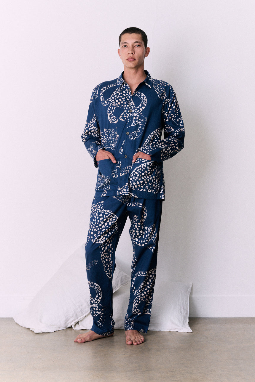 Men’s Pocket Pyjama Set The Jag Print Blue