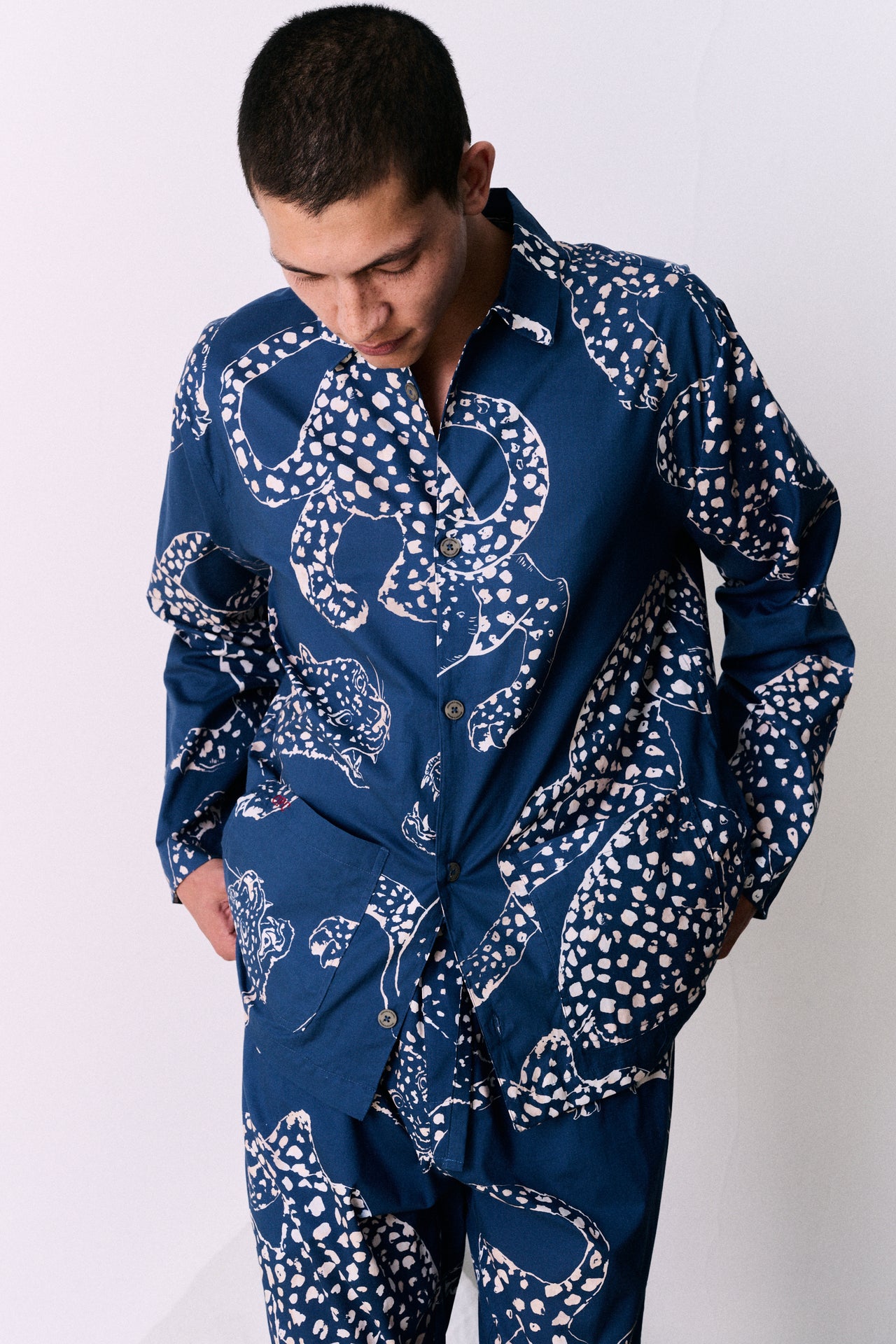 Men’s Pocket Pyjama Set The Jag Print Blue