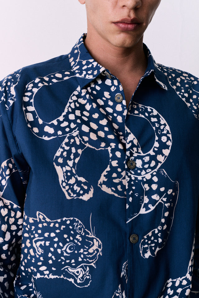 Men’s Cuban Pyjama Set The Jag Print Blue