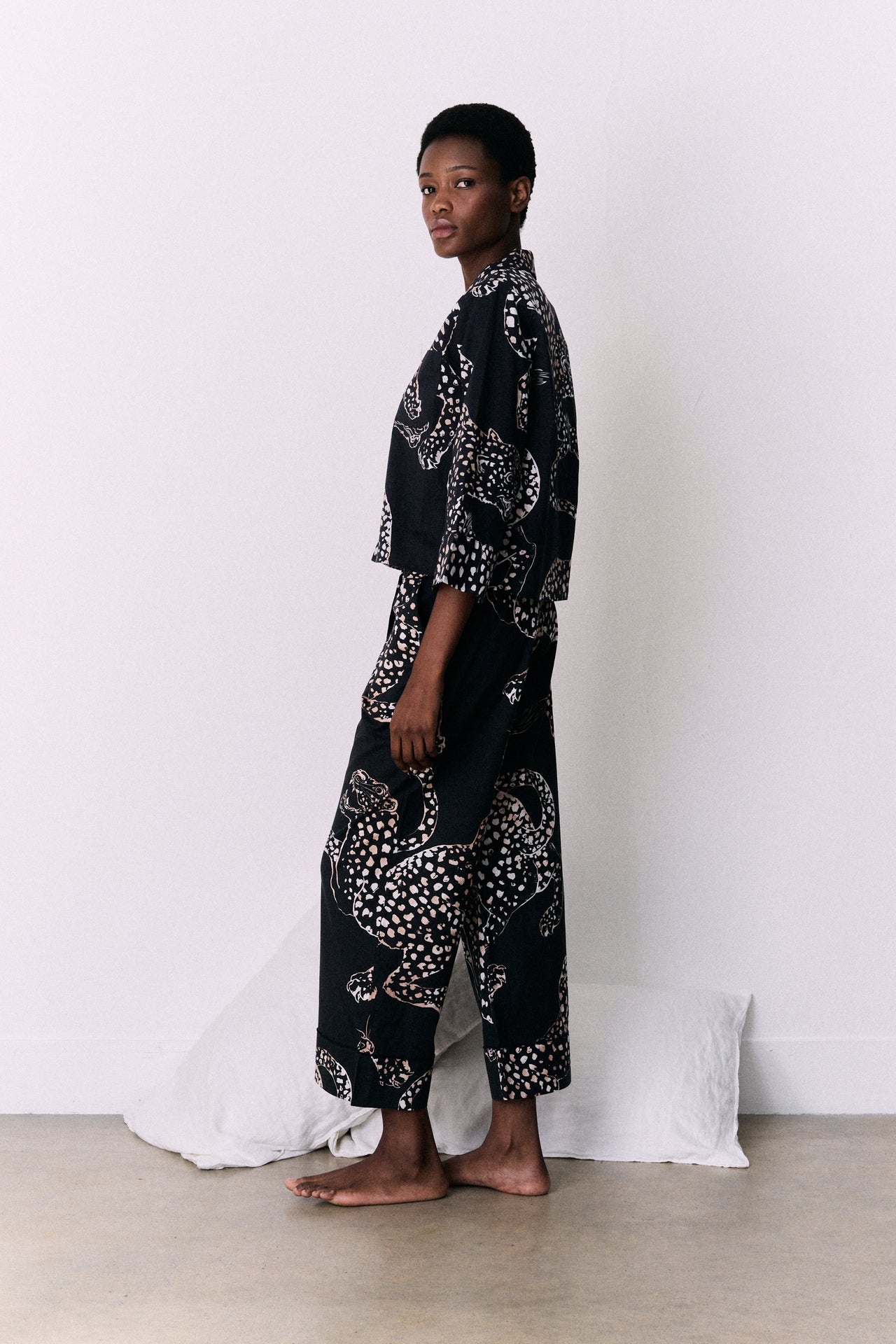 Wide Leg Pyjama Trousers The Jag Print Navy