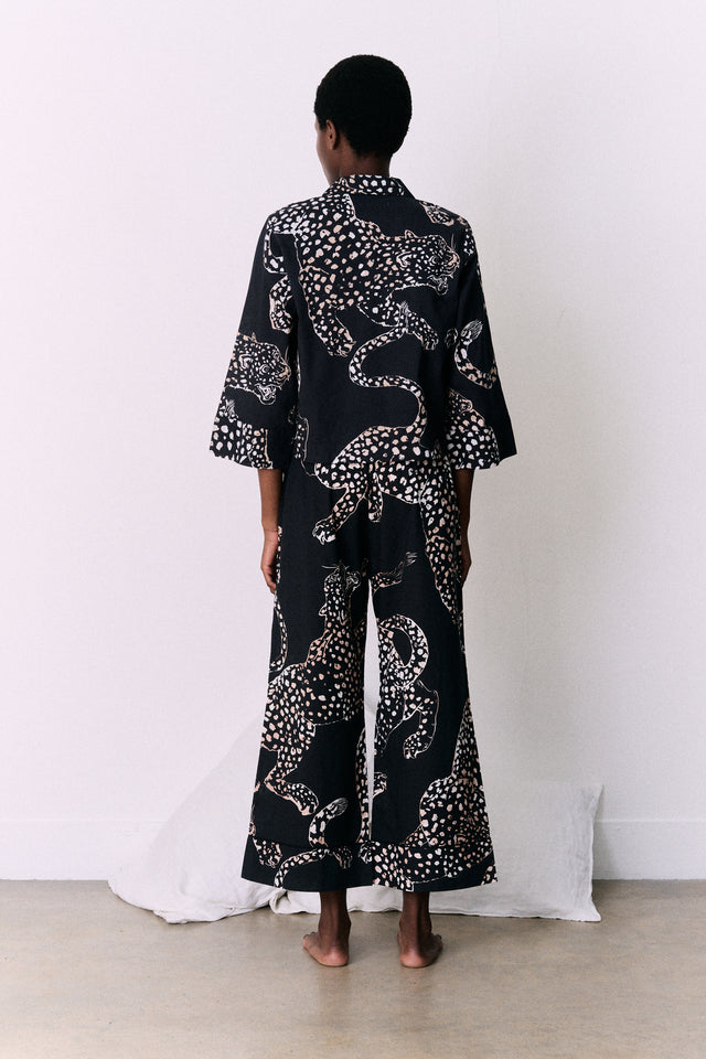 Boxy Shirt and Wide Leg Trouser Set The Jag Print Navy