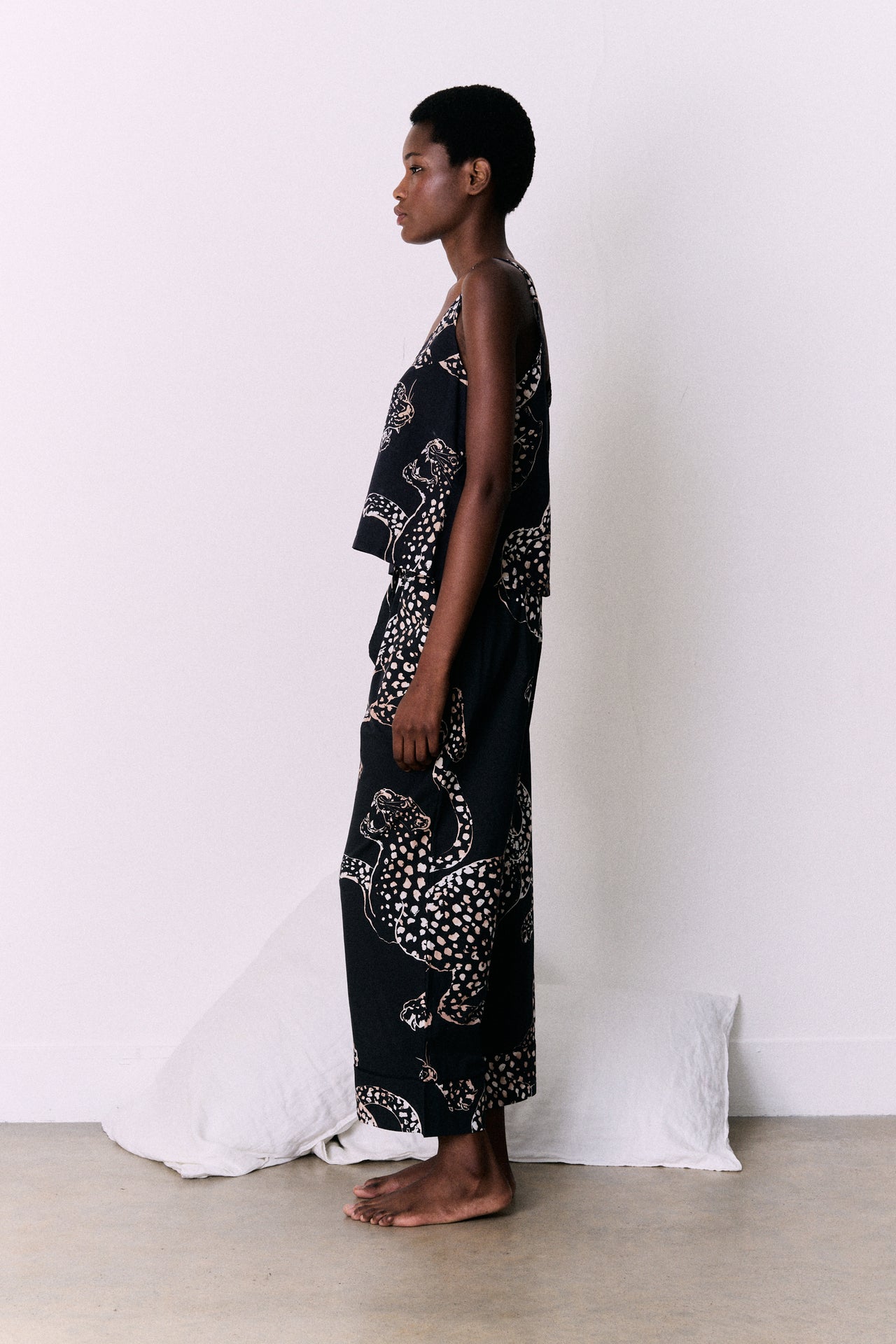 Cami Top and Wide Leg Trouser Set The Jag Print Navy