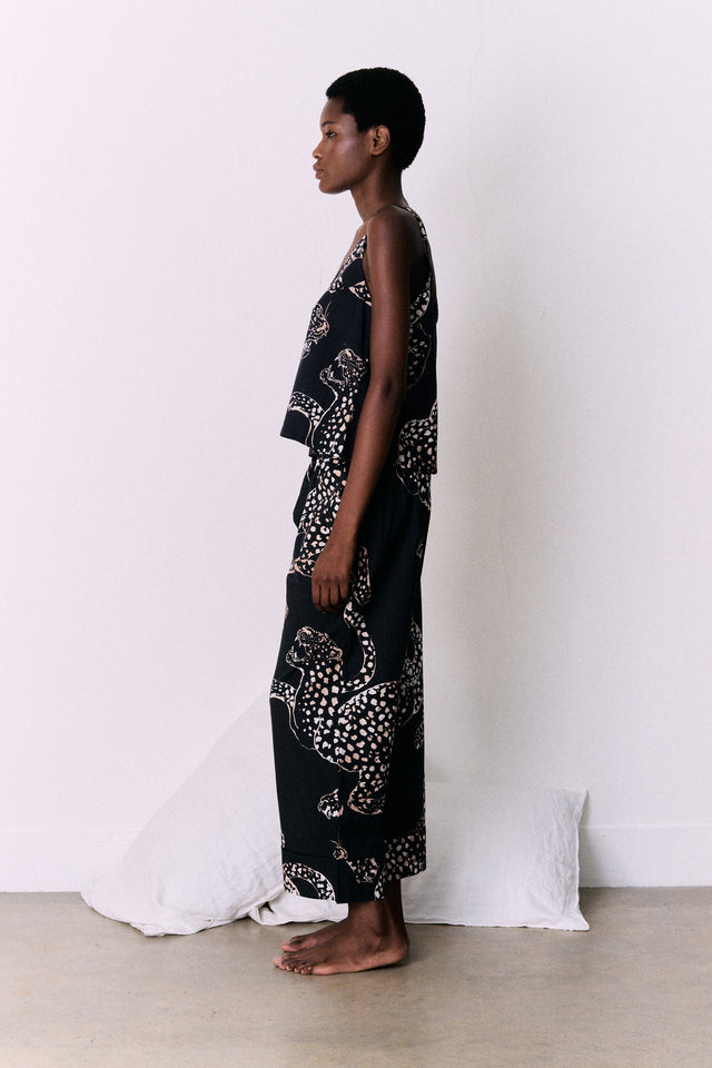 Cami Top and Wide Leg Trouser Set The Jag Print Navy