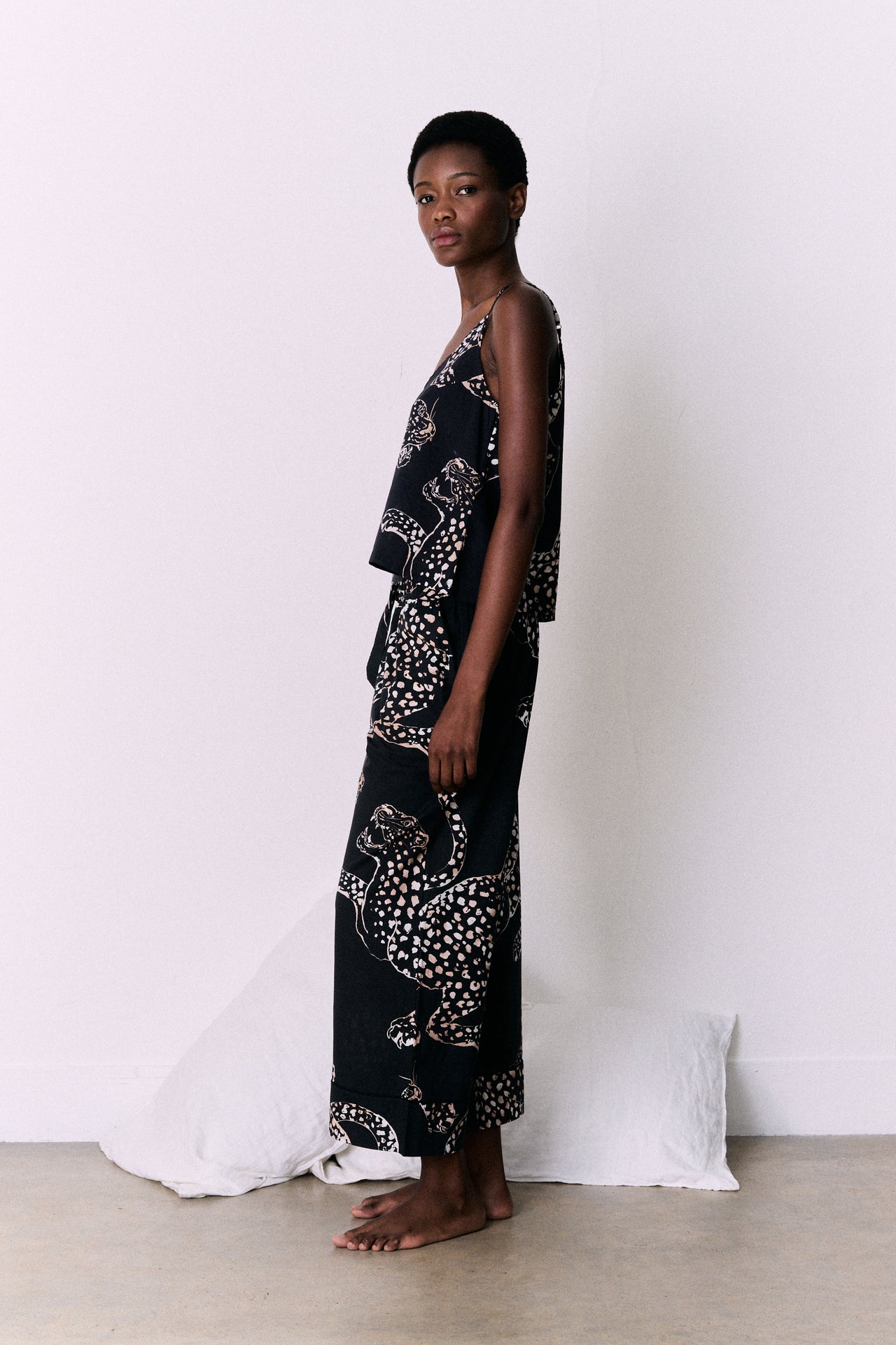 Cami Top and Wide Leg Trouser Set The Jag Print Navy