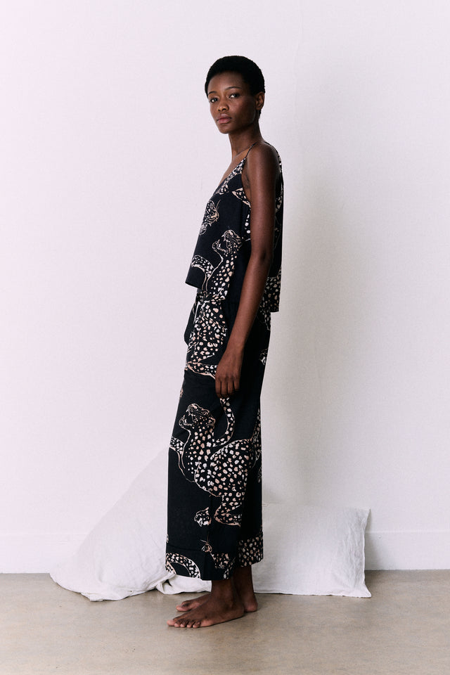 Cami Top and Wide Leg Trouser Set The Jag Print Navy