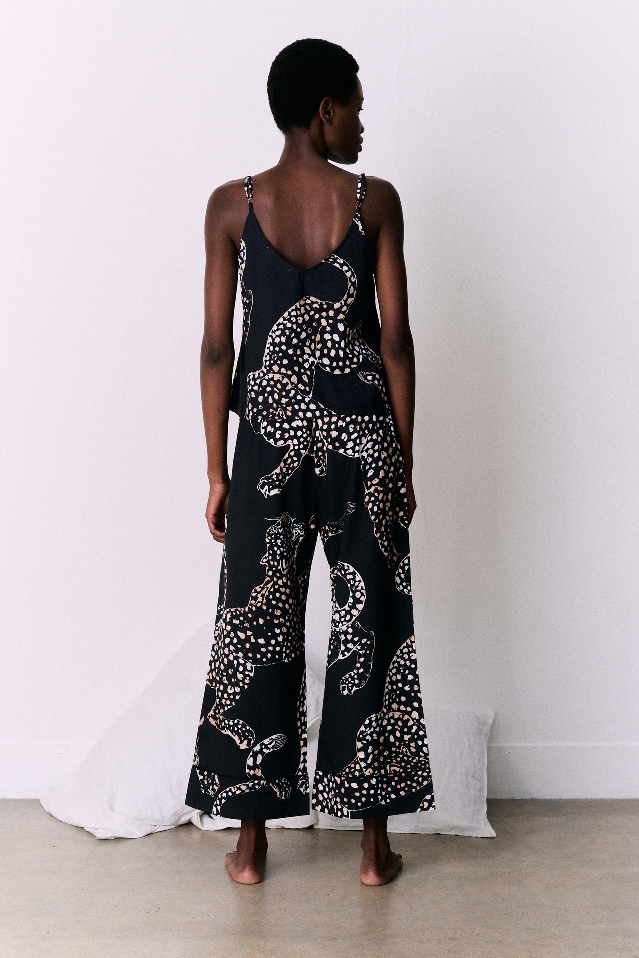 Cami Top and Wide Leg Trouser Set The Jag Print Navy