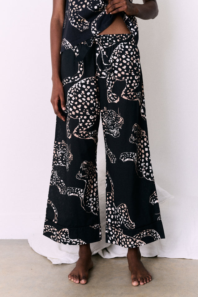 Wide Leg Pyjama Trousers The Jag Print Navy