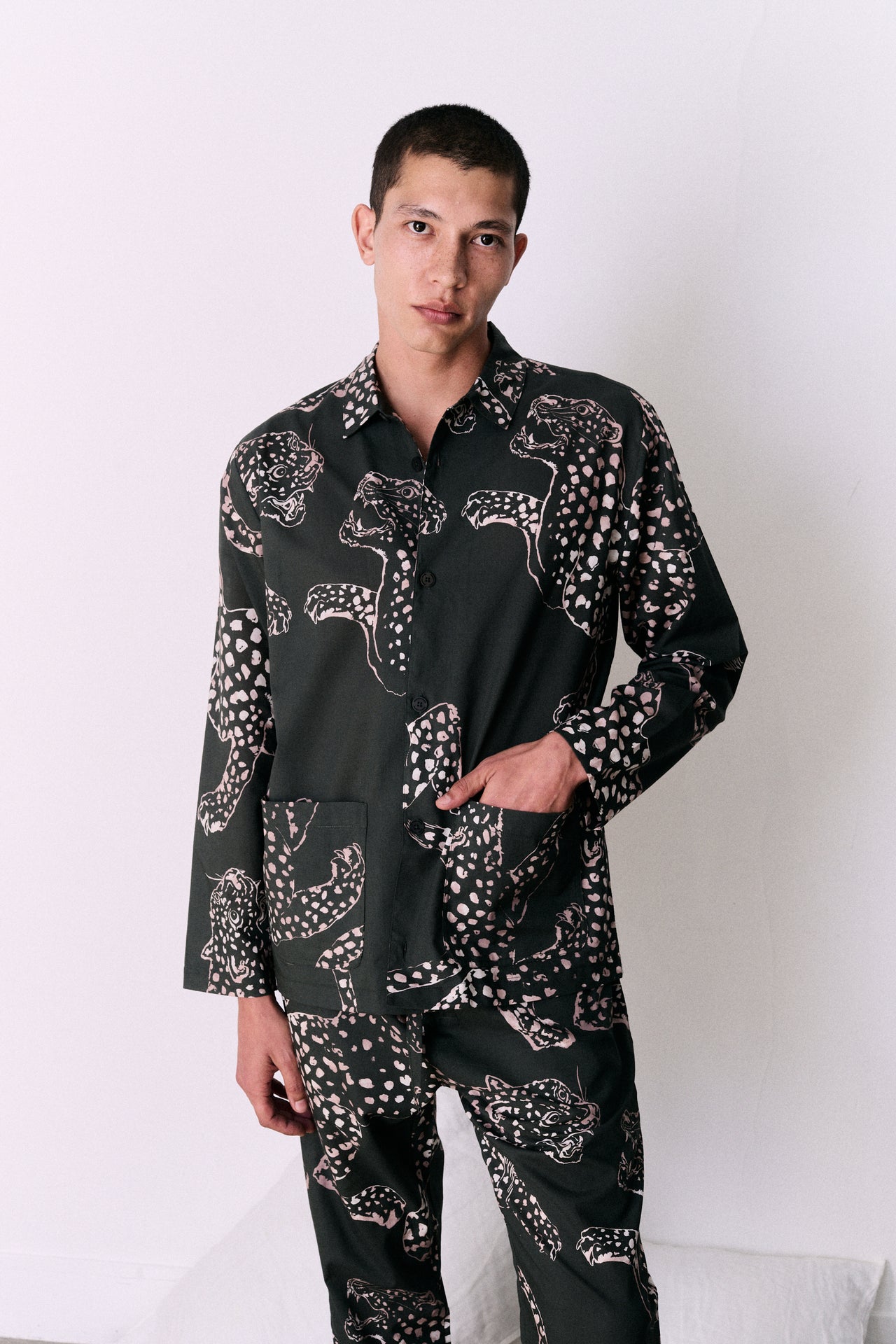 Men’s Pocket Pyjama Set The Jag Print Green