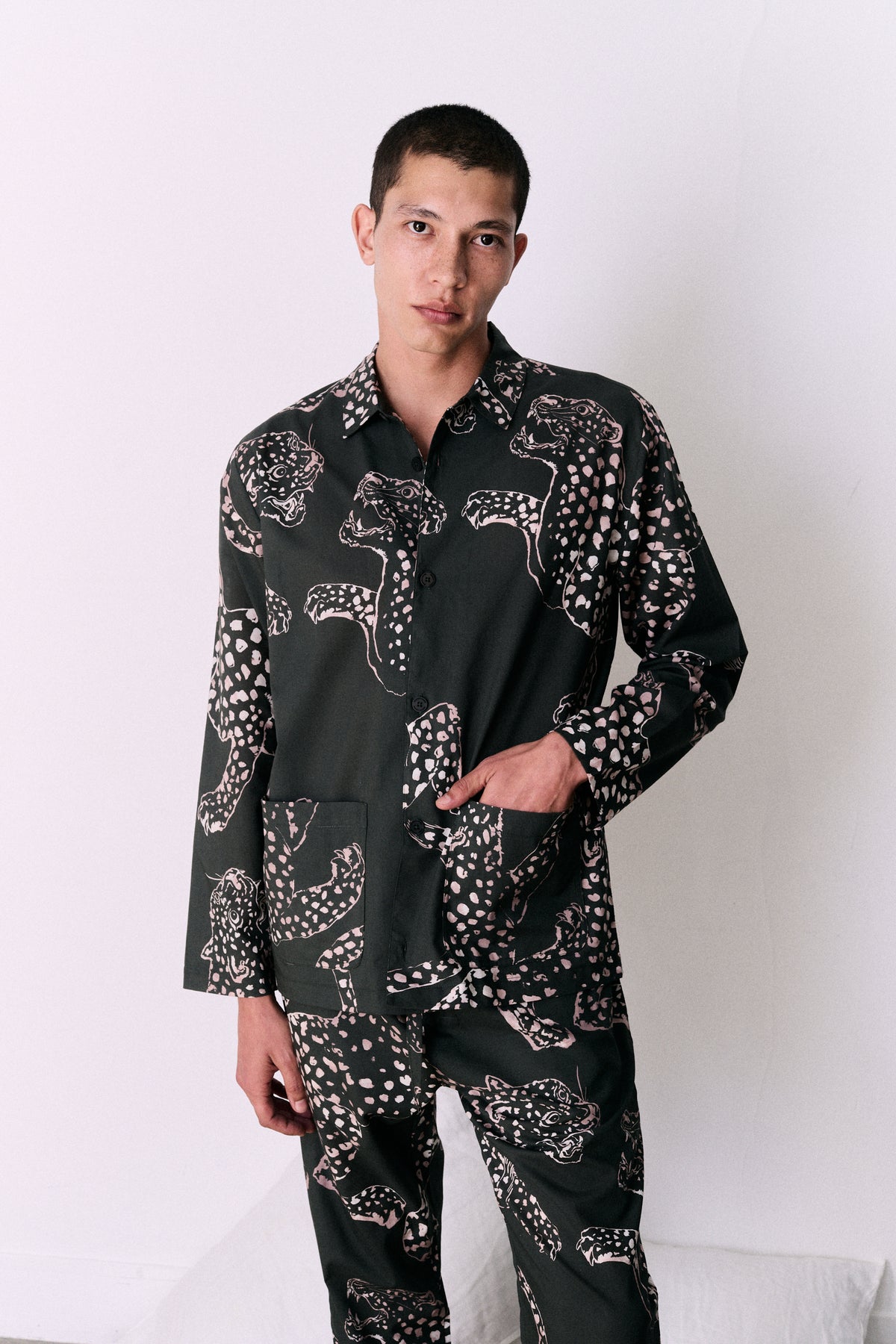 Men’s Pocket Pyjama Set The Jag Print Green