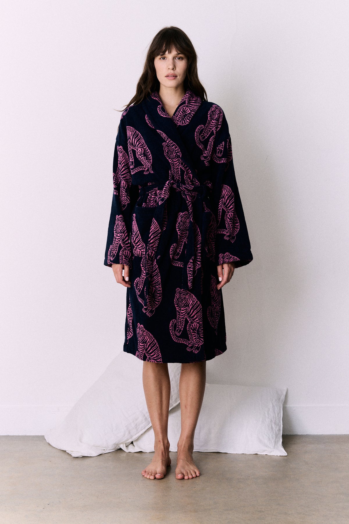 Unisex Towel Robe Sansindo Print Navy Pink