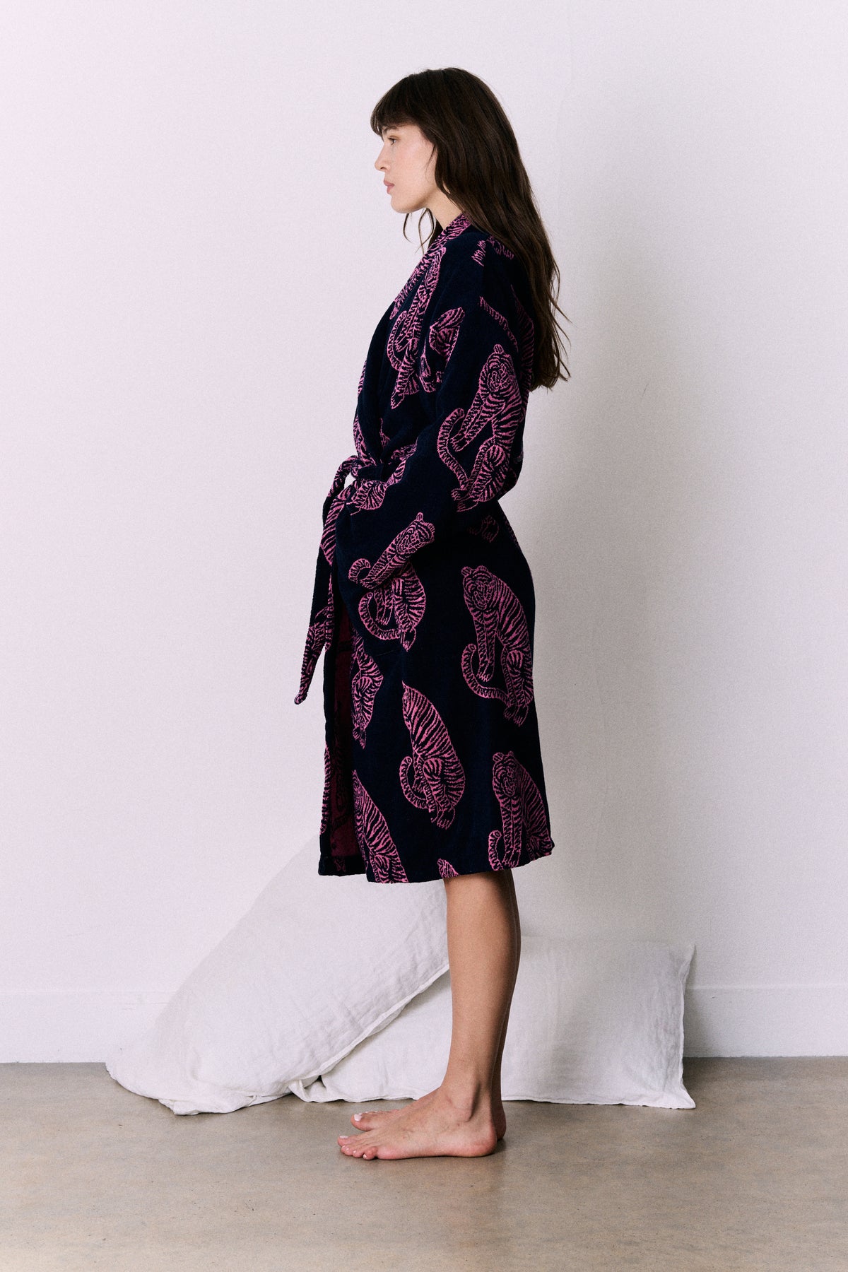 Unisex Towel Robe Sansindo Print Navy Pink