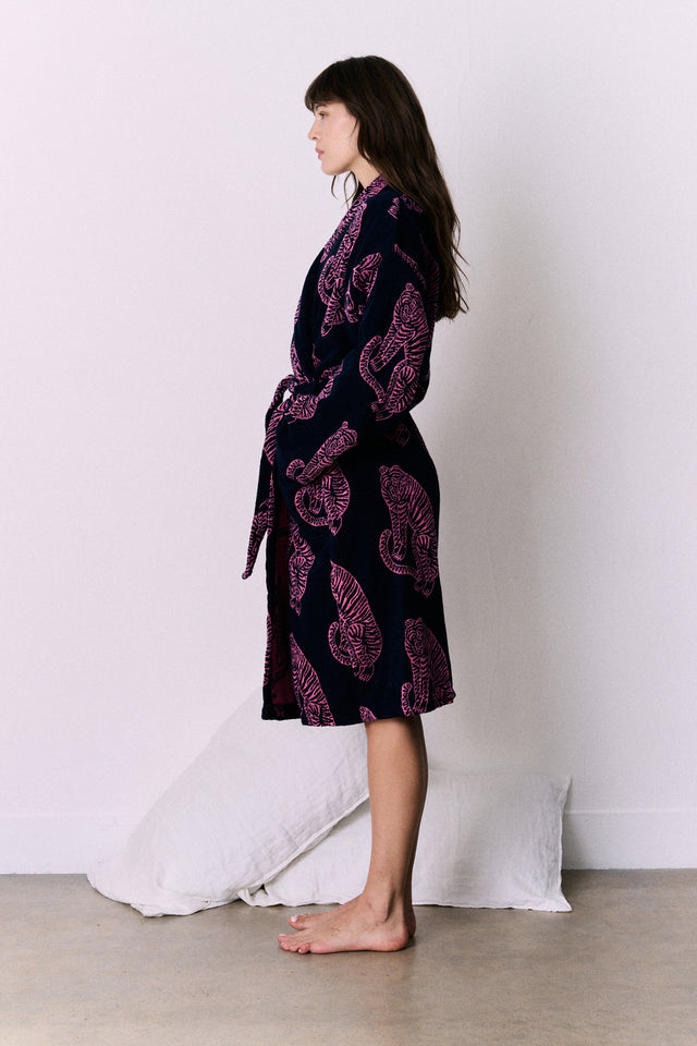 Unisex Towel Robe Sansindo Print Navy Pink