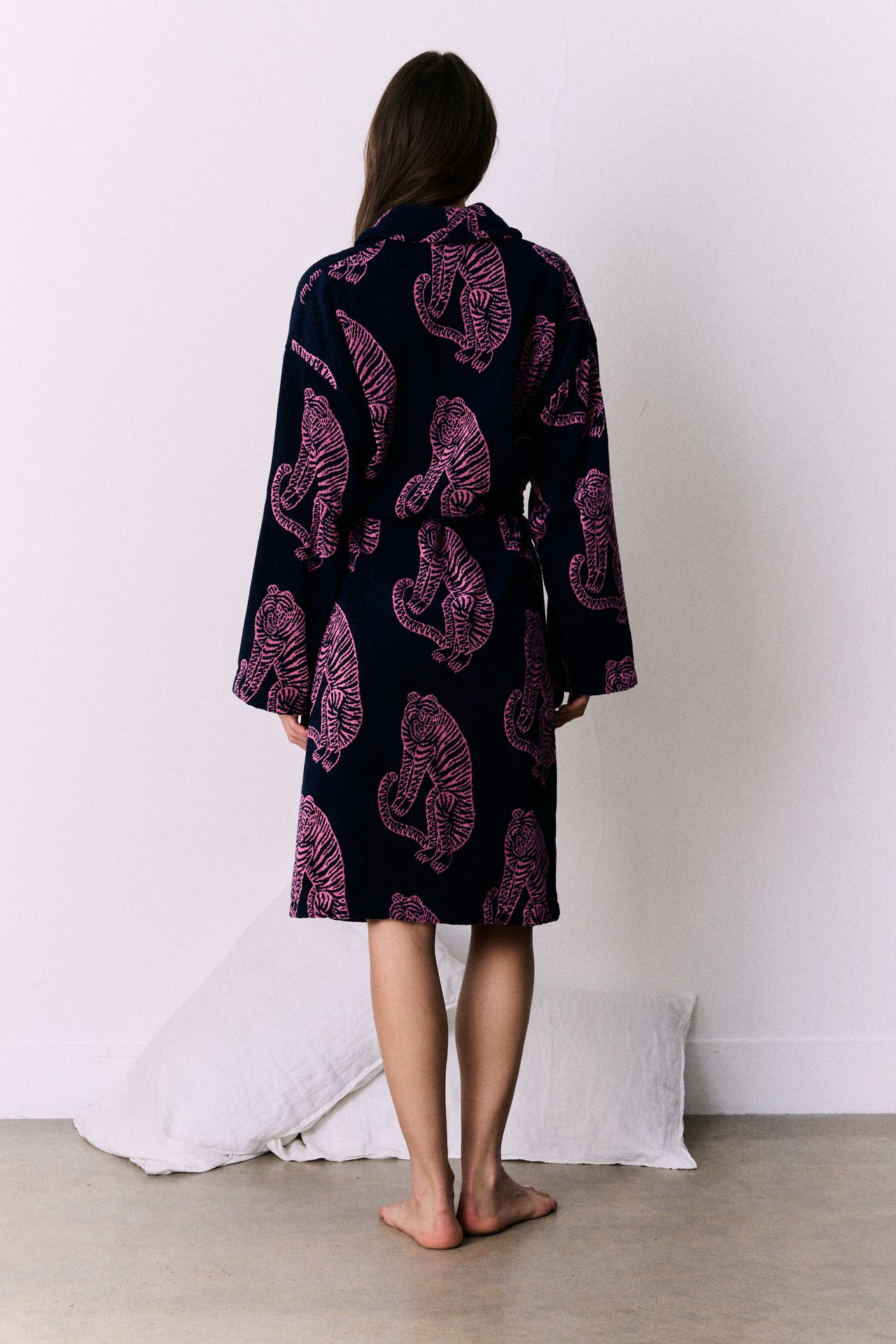 Unisex Towel Robe Sansindo Print Navy Pink