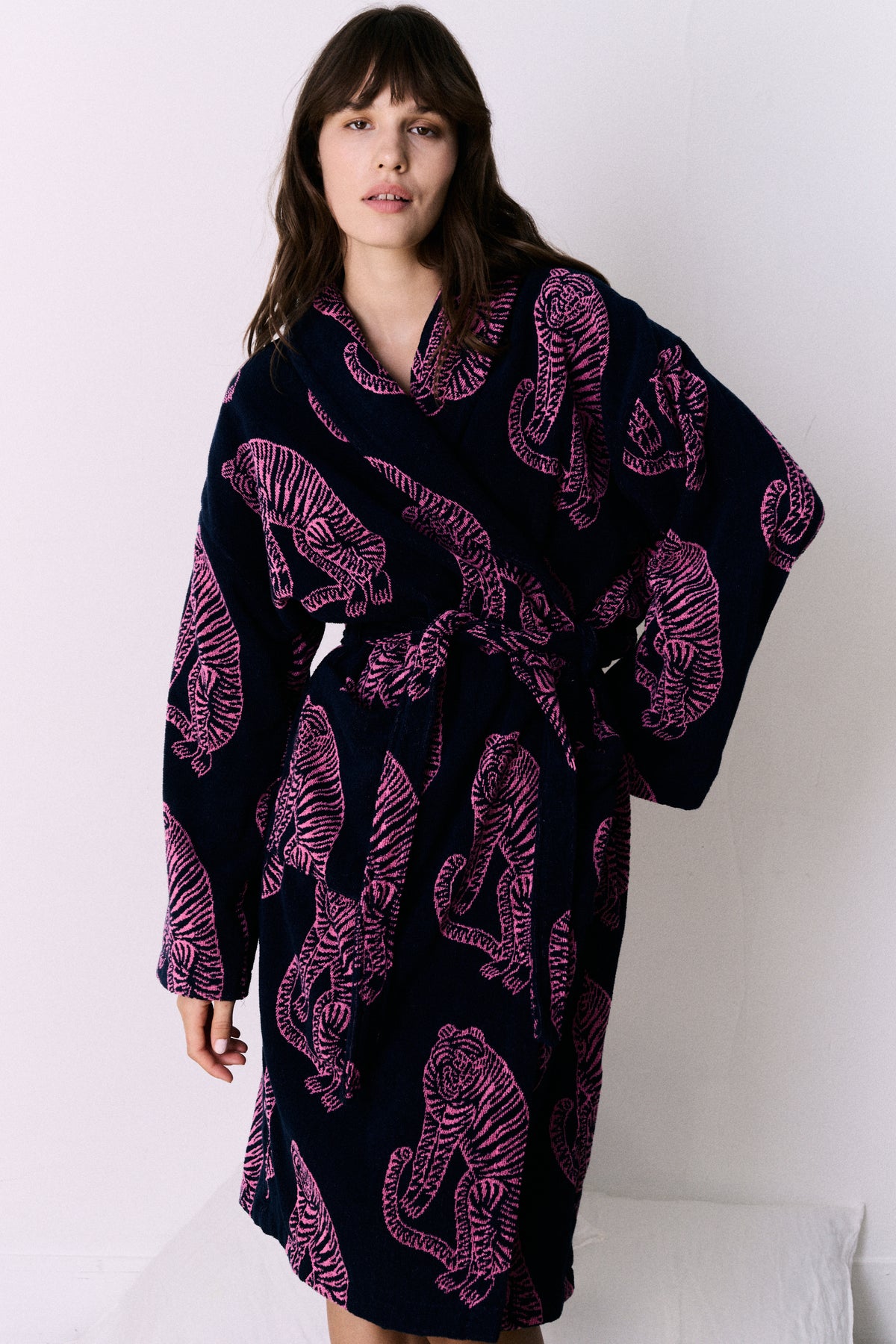 Unisex Towel Robe Sansindo Print Navy Pink