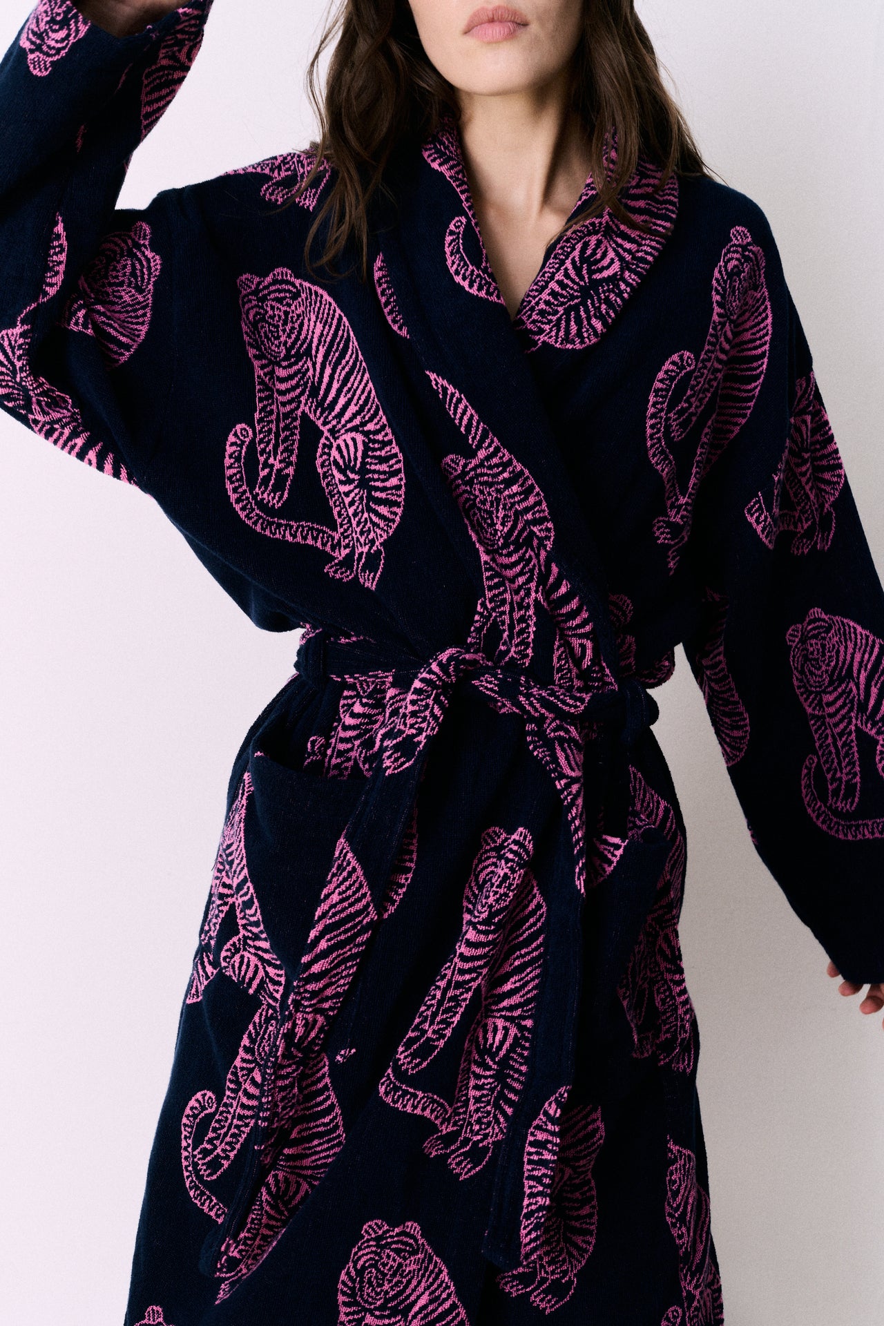 Unisex Towel Robe Sansindo Print Navy Pink