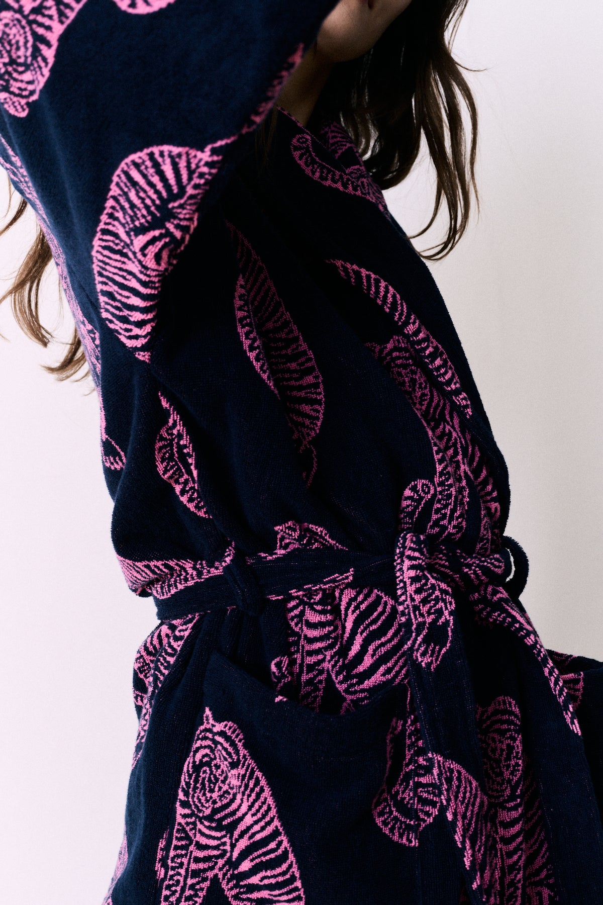 Unisex Towel Robe Sansindo Print Navy Pink