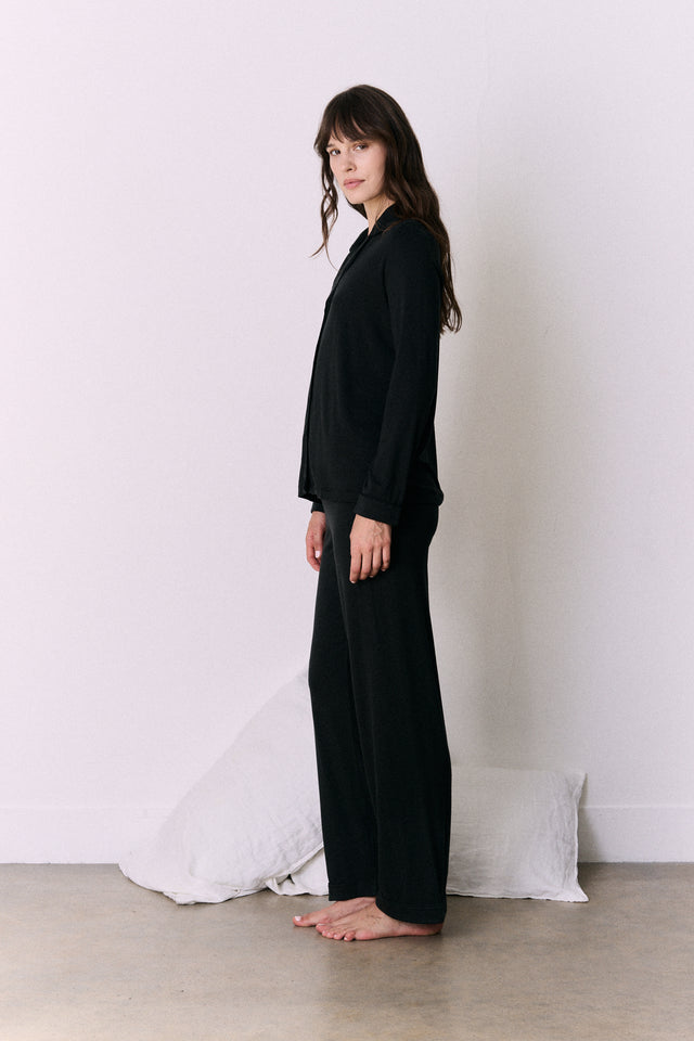 Lyocell Jersey Long Pyjama Set Graphite Black