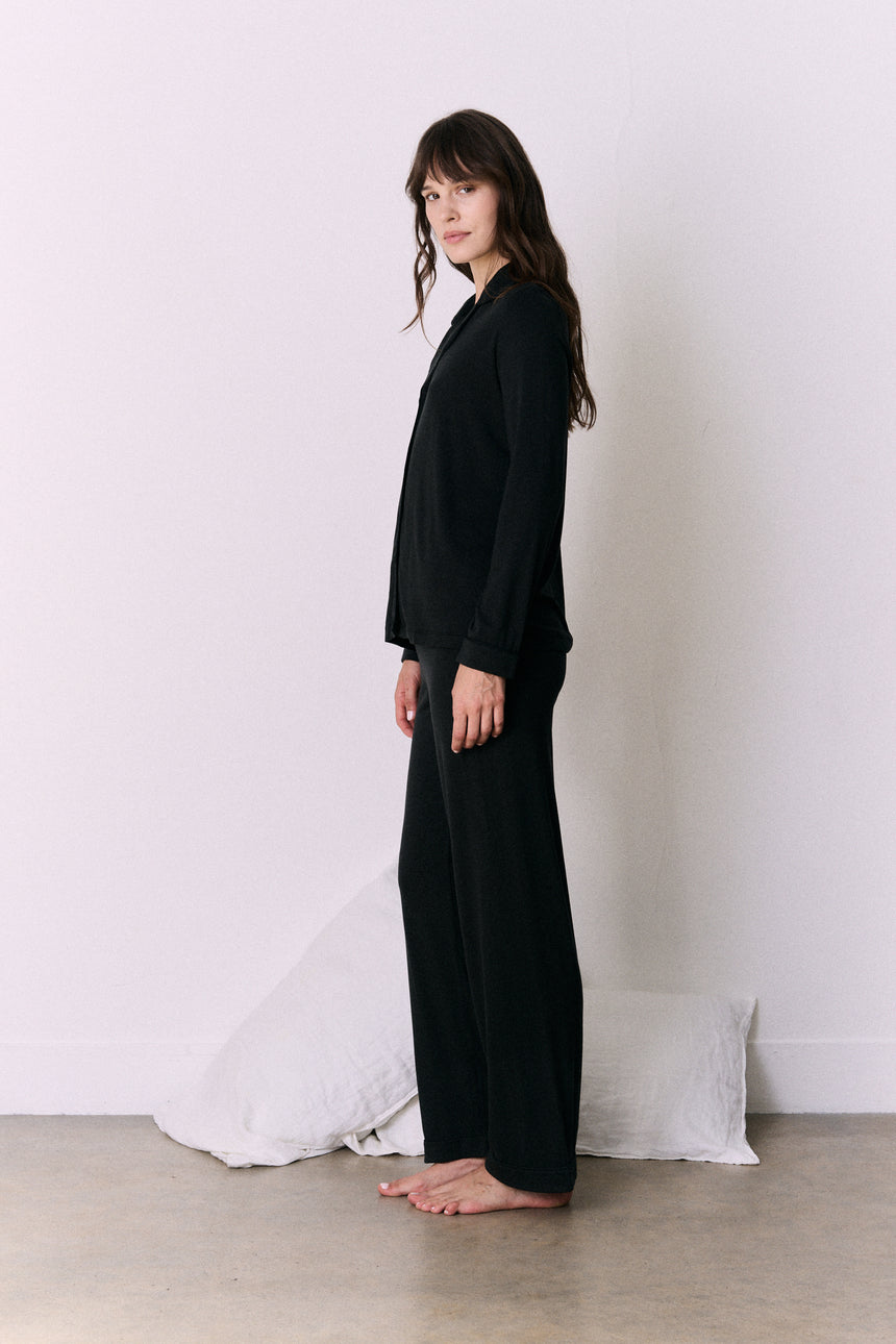 Lyocell Jersey Long Pyjama Set Graphite Black