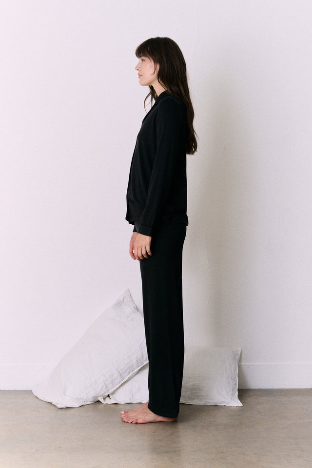 Lyocell Jersey Long Pyjama Set Graphite Black