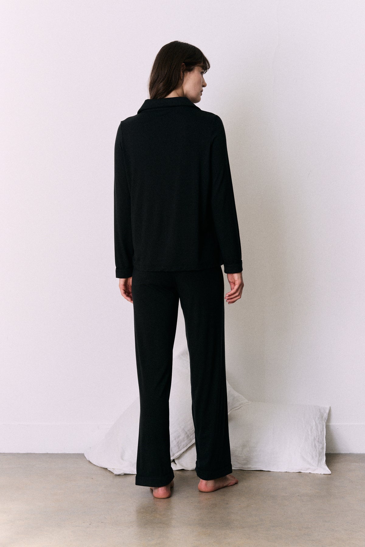 Lyocell Jersey Long Pyjama Set Graphite Black