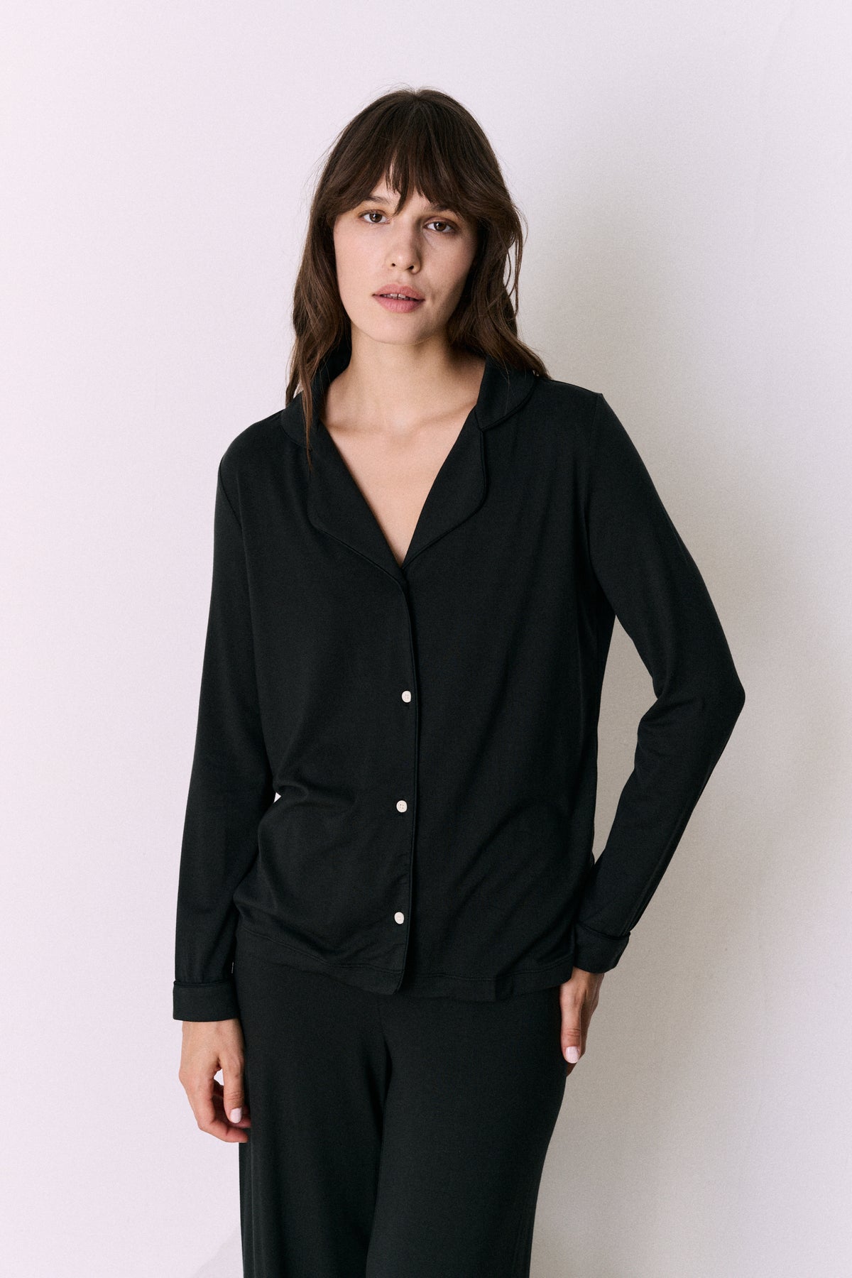 Lyocell Jersey Long Pyjama Set Graphite Black