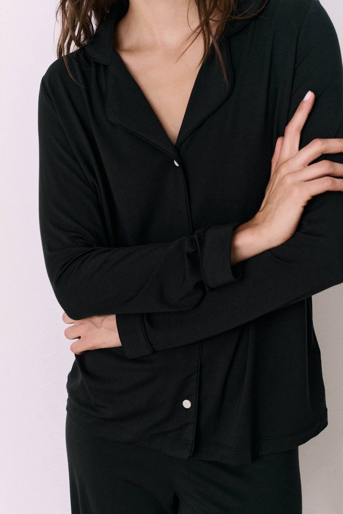 Lyocell Jersey Long Pyjama Set Graphite Black