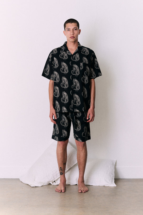 Men’s Cuban Pyjama Set Sansindo Print Black/Cream