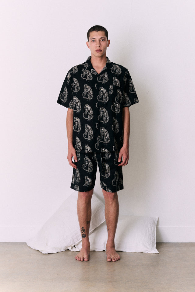 Men’s Cuban Pyjama Set Sansindo Print Black/Cream
