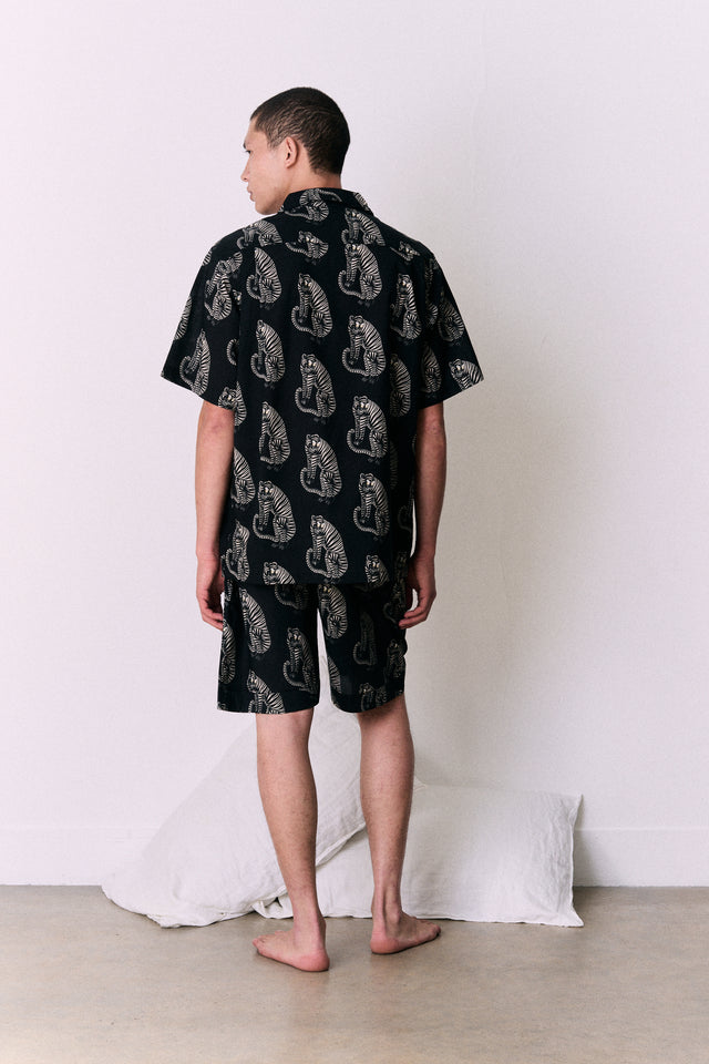 Men’s Cuban Pyjama Set Sansindo Print Black/Cream