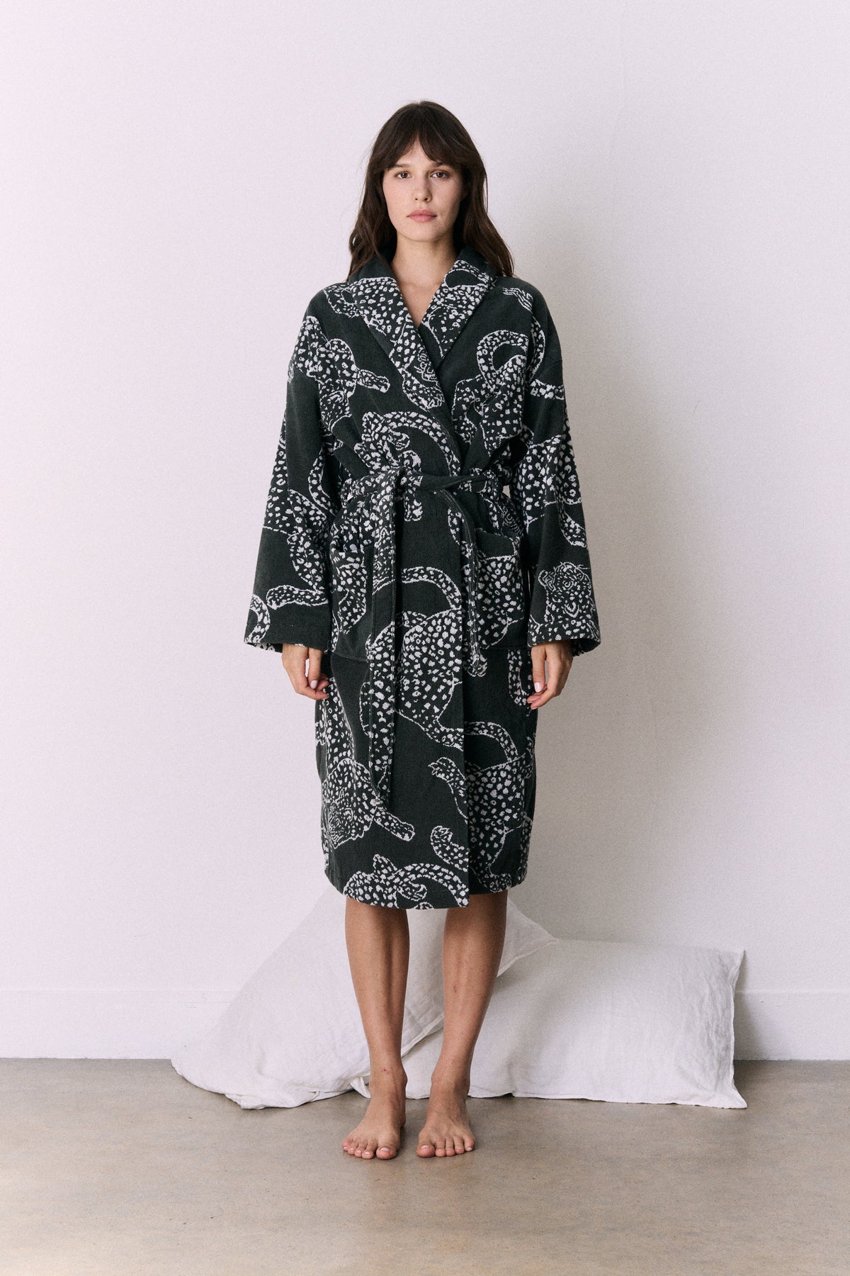 Unisex Towel Robe Jag Print Green