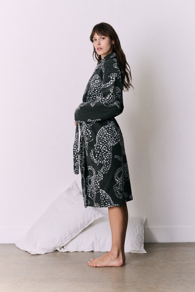 Unisex Towel Robe Jag Print Green