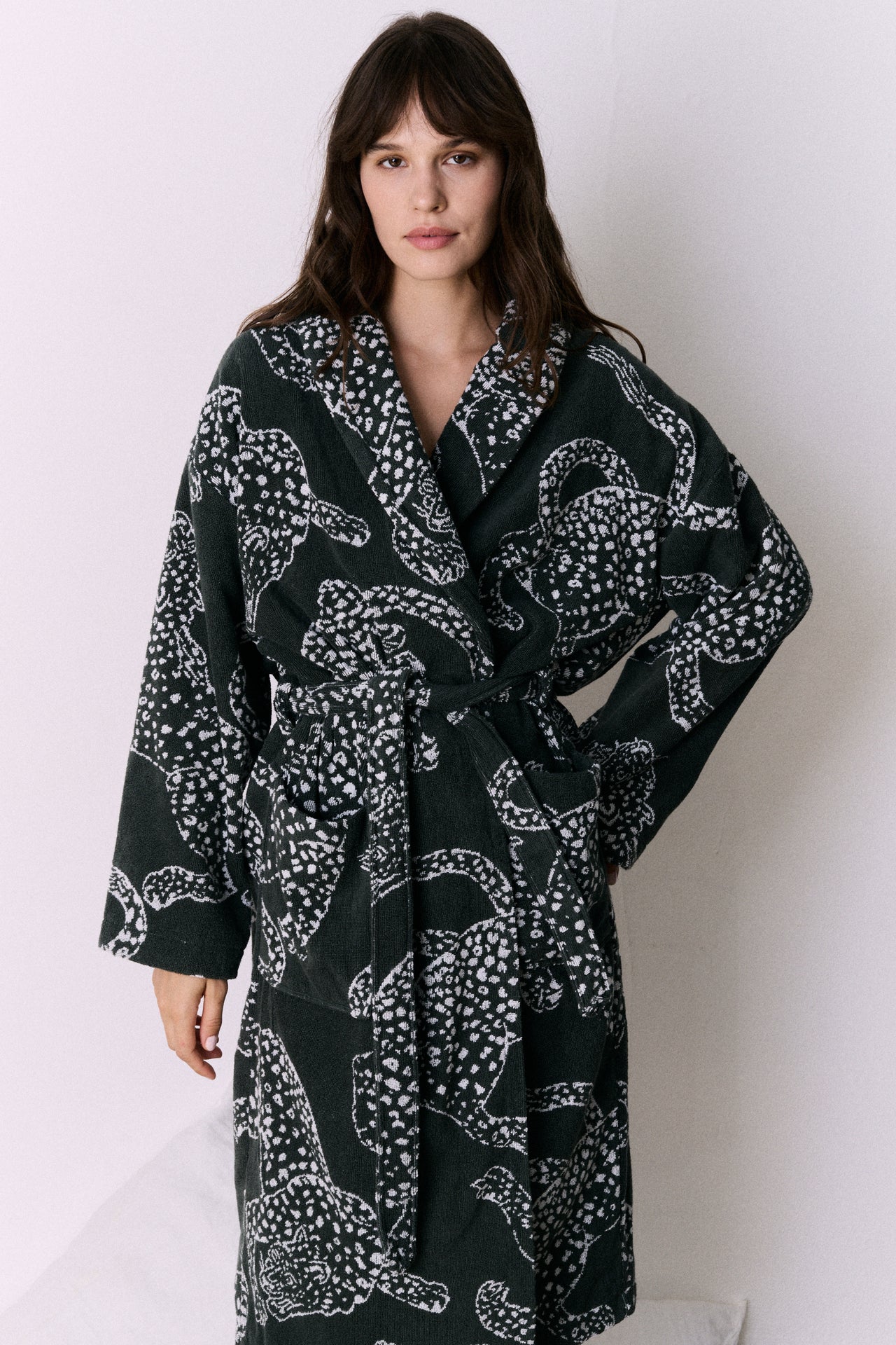 Unisex Towel Robe Jag Print Green